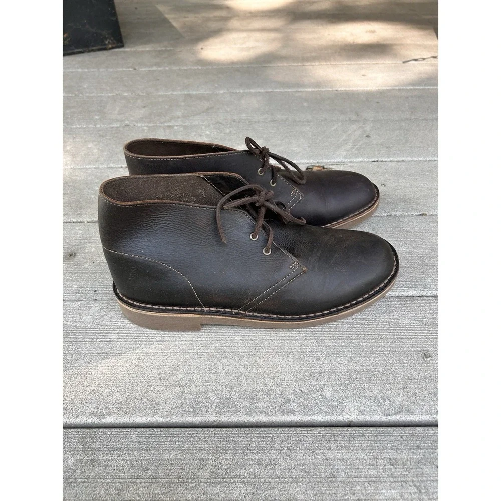Clarks Collection Bushacre 3 Beeswax Dark Brown Leather Chukka Boots Mens 9.5 W